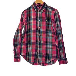 Ralph Lauren shirt button down blue label men’s M madras plaid preppy relaxed